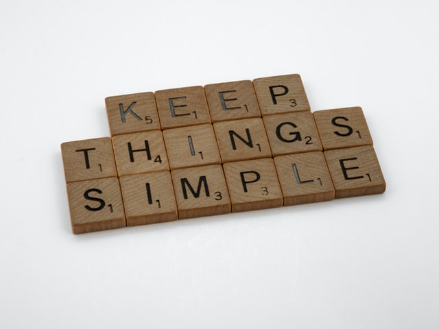 text saying "keep things simple"